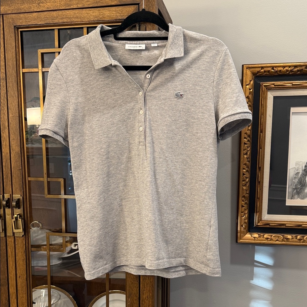 Lacoste Heather Gray Button Down Shirt